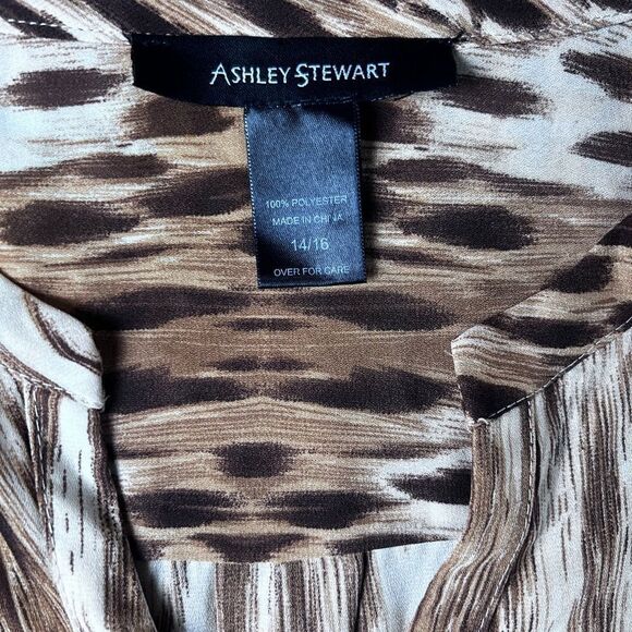ASHLEY STEWART WOMEN'S ANIMAL PRINT TUNIC PULLOVER BLOUSE Size 14/16 #725 - Picture 5 of 9